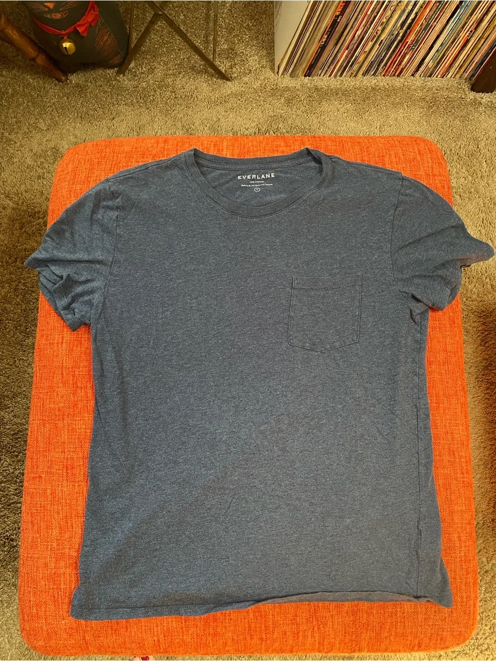 Everlane Navy Blue Front Pocket Crew Neck Cotton Short Sleeves T- Shirt - Picture 6 of 7